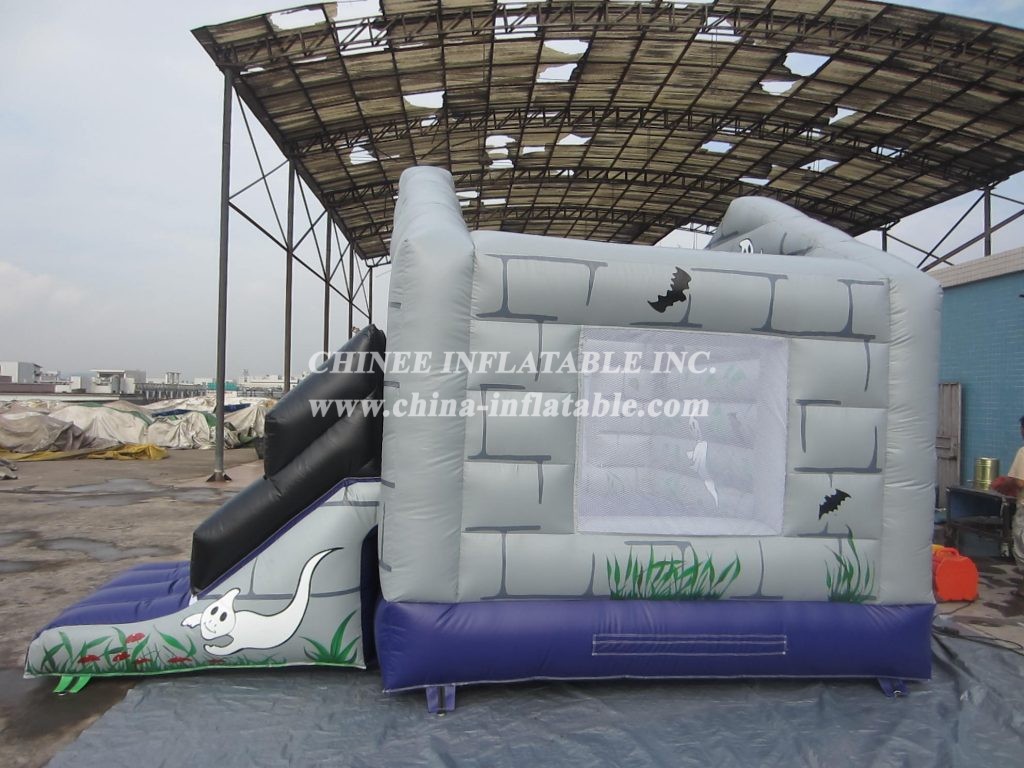 T2-635 Halloween Inflatable Bouncers House With Slide For Kids