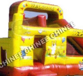 T8-103 Cartoon Red And Yellow Double Lanes Inflatable Slide