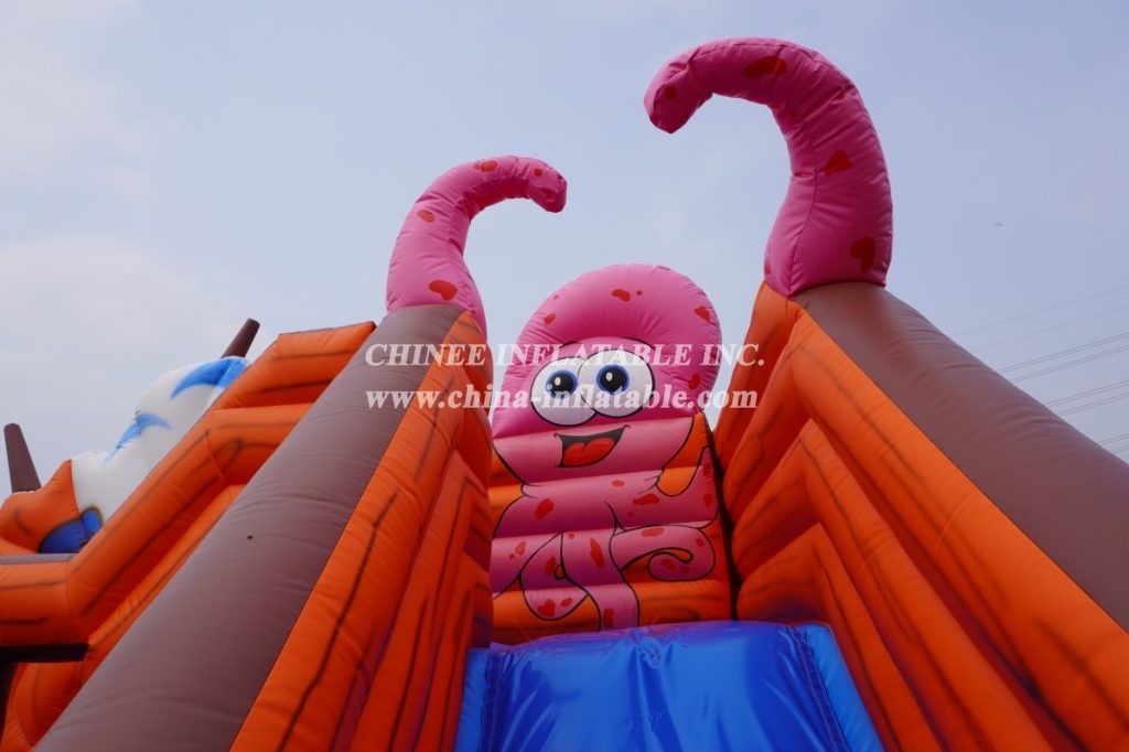 T8-1398 Inflatable Pirate Ship Castle Captain Slide