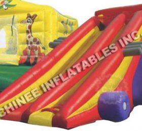 T8-358 Animal Themed Slide Bounce House Combo Inflatable Slide With Blower