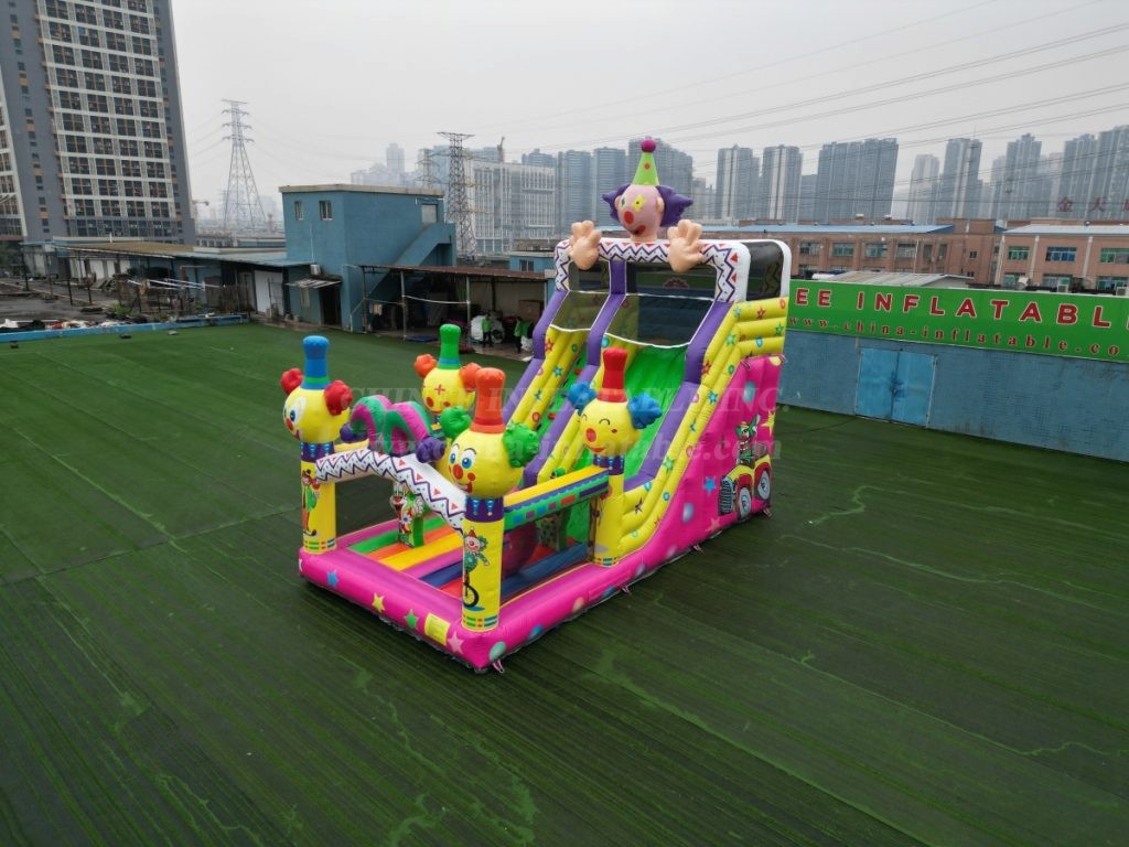 T8-1495 Happy Clown Inflatable Dry Obstacle Inflatable Slide