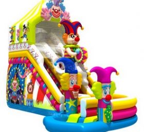T8-1469 Kids Jumping Bouncer Happy Clown Dry Inflatable Slide