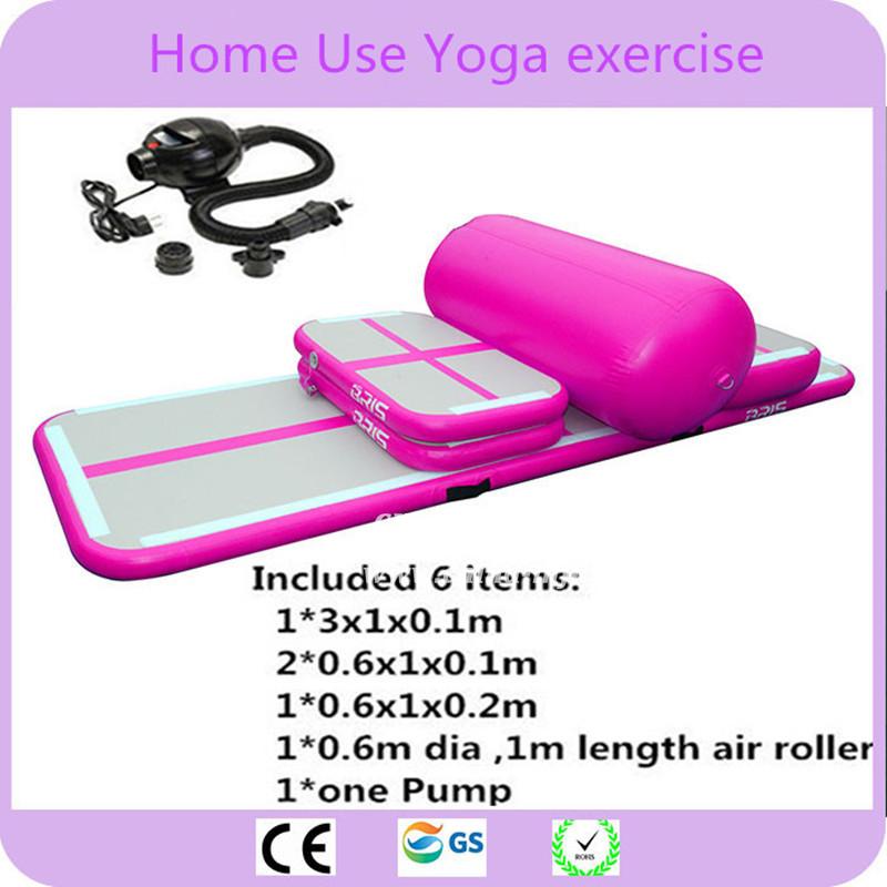 AT1-011 6 Pieces(4 Mat+1 Roller+1 Pump)Inflatable Home Gym Equipment Air Track Training Set / Air Gym Mat For Home Edition