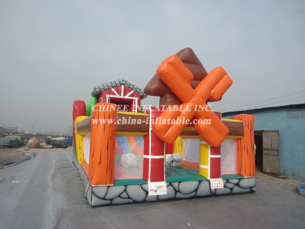 T8-2500 Farm And House Themed Giant Inflatable Slide