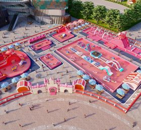 IS11-4006 Giant Pink Inflatable Zone Water Theme Park