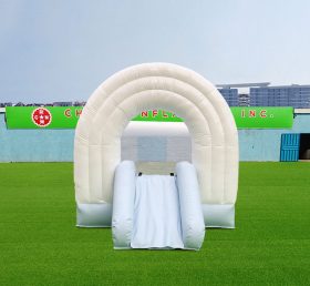 T2-3554B White Wedding Bounce House With Slide