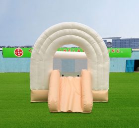 T2-3554C White Wedding Bounce House With Slide