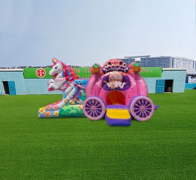 T2-4421 Unicorn Princess Carriage Bouncy Castle And Slide