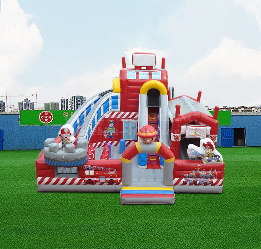 T6-1125 Inflatable fire station fun city