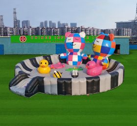 T6-1166 Plaid Bear Theme Inflatable Park