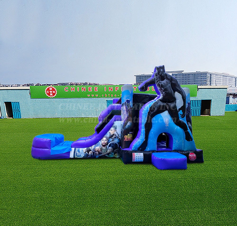T2-7042 Inflatable Black Panther Bounce House Combo