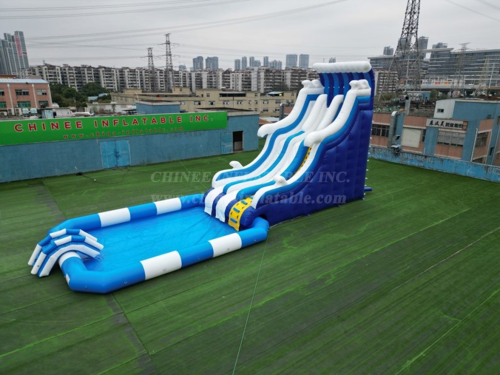 Pool2-715B Large inflatable water slide with swimming pool