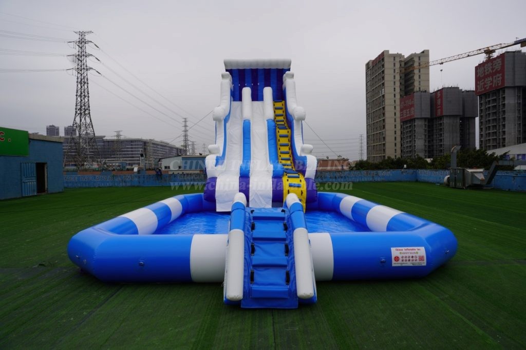 Pool2-715B Large inflatable water slide with swimming pool